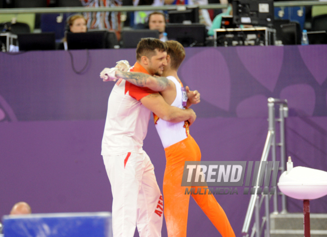 Azərbaycan gimnastı Oleq Stepko Avropa Oyunlarında gümüş medal qazandı. Bakı, Azərbaycan, 18 iyun 2015